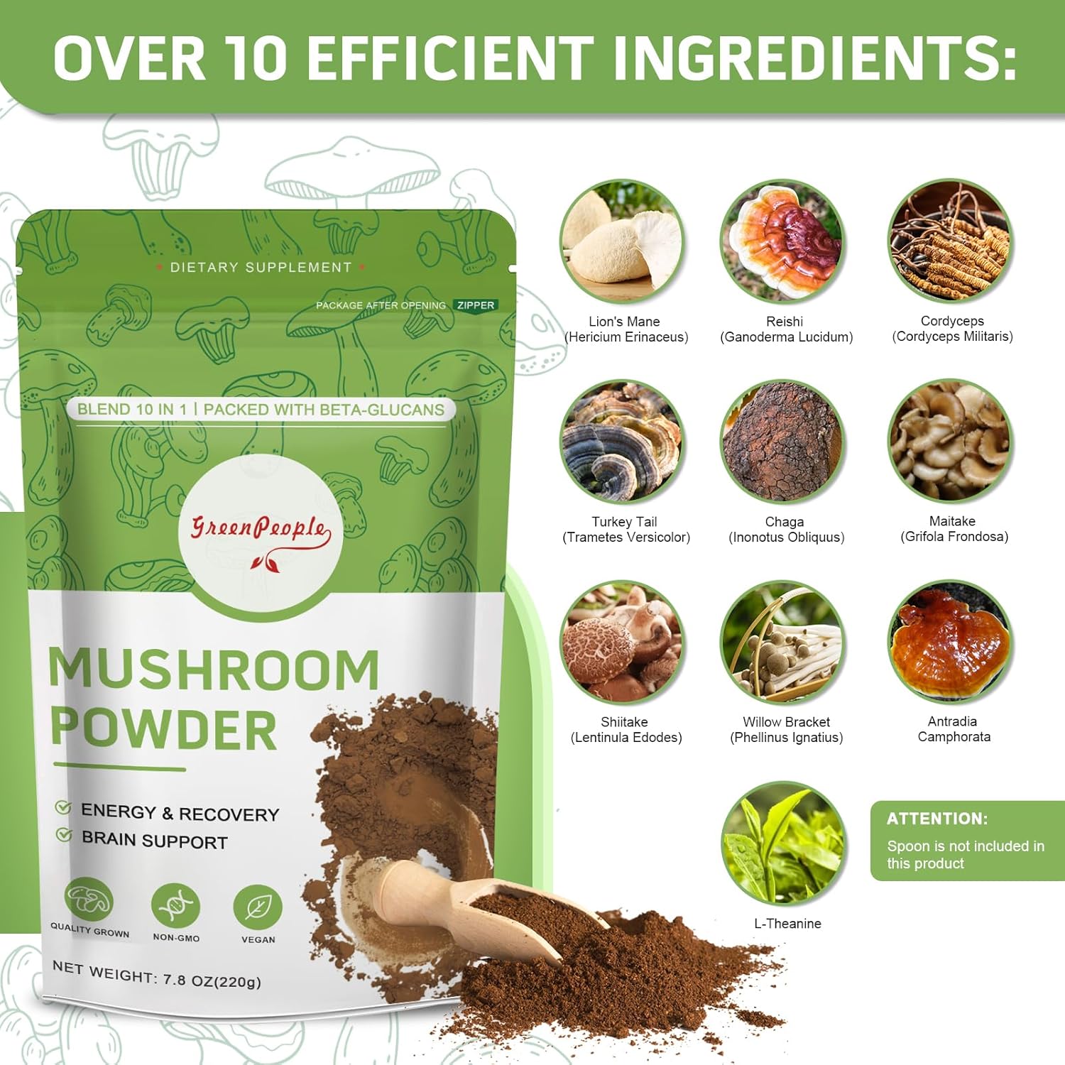 GREENPEOPLE 10-in-1 Mushrooms  - Lion Mane Mushroom review and price